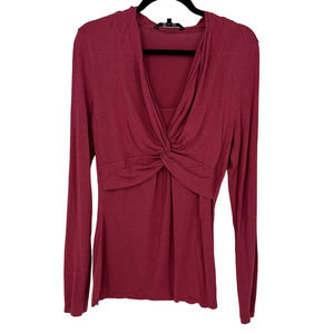 Long tall Sally long sleeve blouse size medium deep v-neck coral viscose